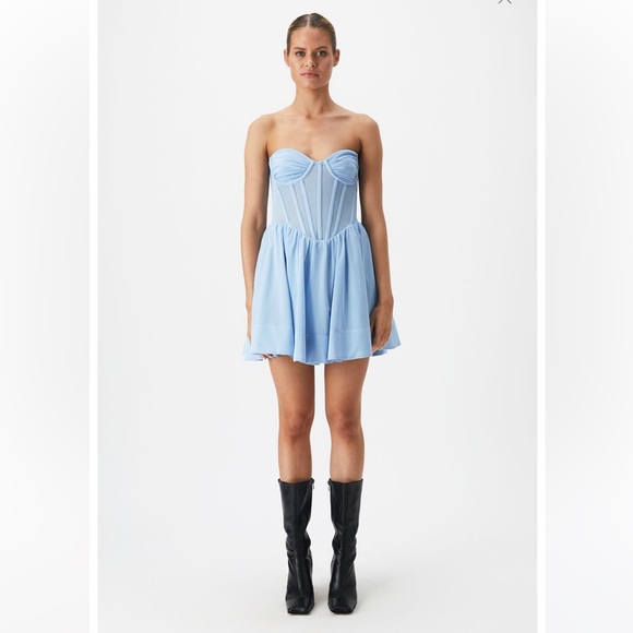 BARDOT Hart Corset Mini Dress Strapless Artic Blue Women’s Size 8 BRAND NEW - Picture 4 of 16